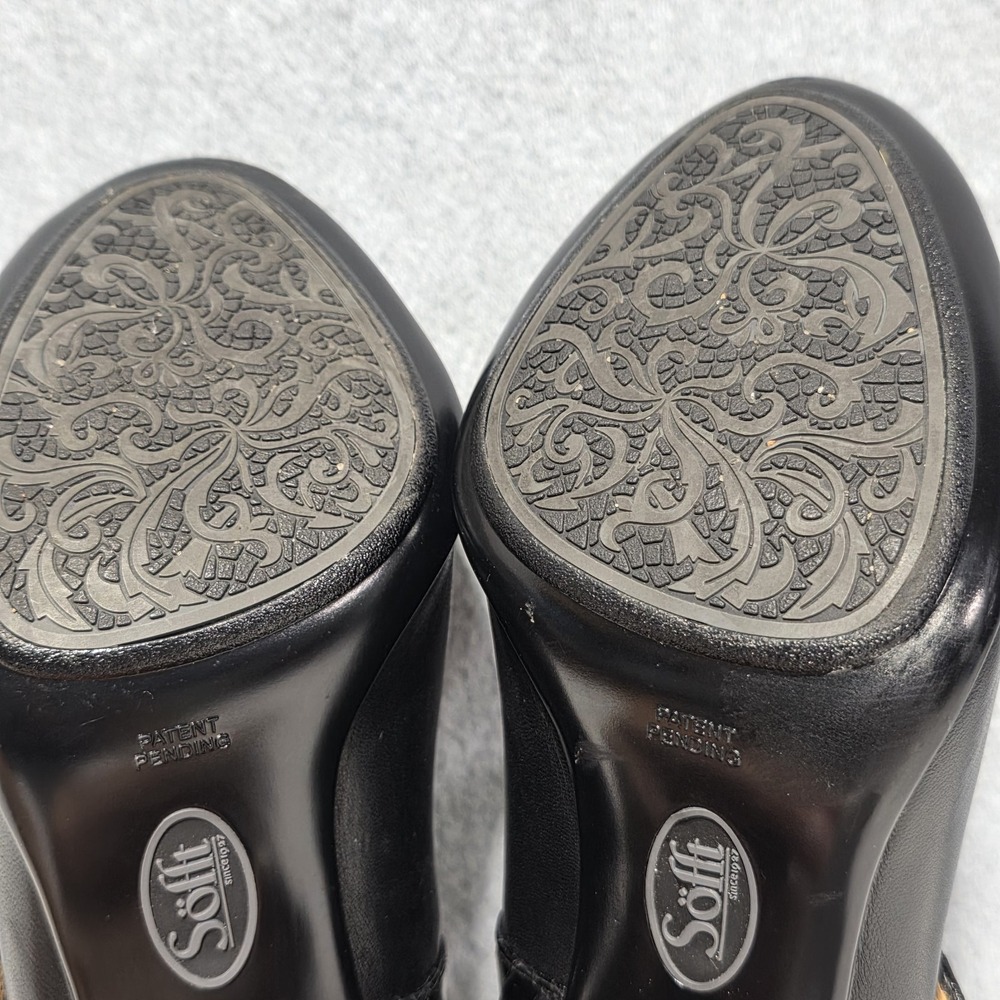 Söfft Women's Black Leather Croc Mary Jane Peep Toe Block Heel, US 7 - Picture 9 of 13